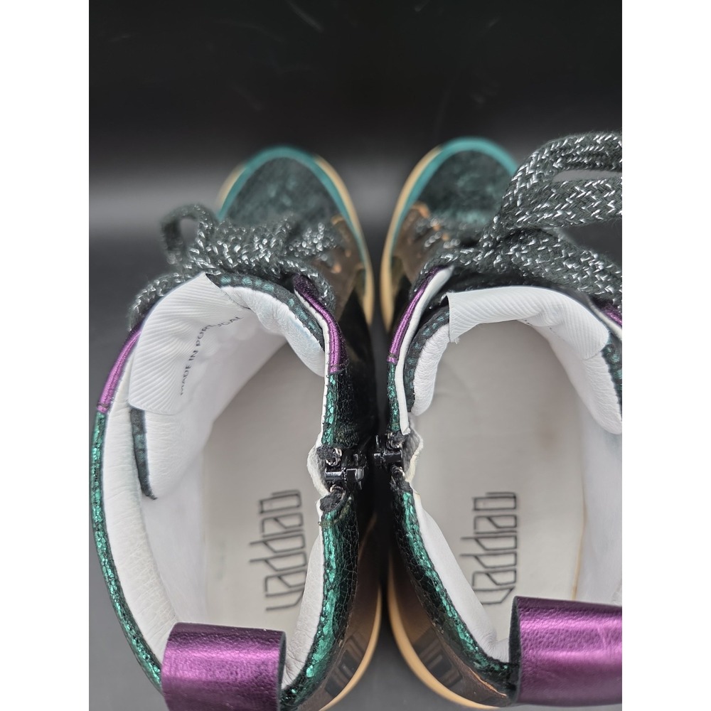 Vaddia Felix High Top Sneakers Green Metallic Snakeskin Suede EU 40 US 9 - Picture 7 of 9